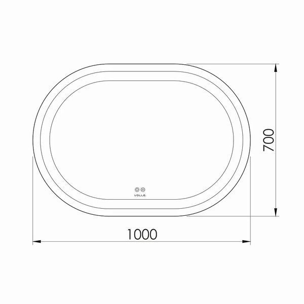 LUNA OVALADO Дзеркало підвісне овальне горизонтальне 100*70см, з підсвіткою по контуру, підігрівом, з сенсорним виключателем