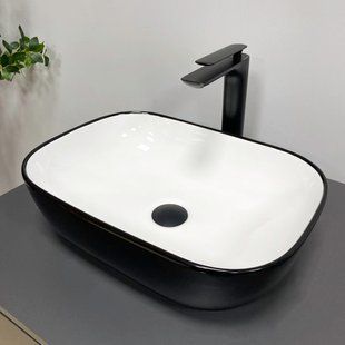 Умивальник (раковина) VBI RAVENNA BLACK WHITE GLOSSY накладний