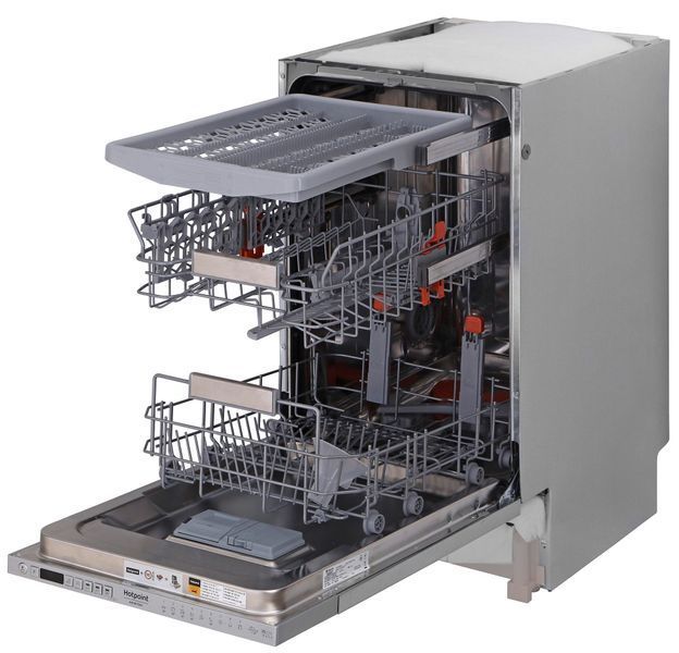 Посудомийна машина Hotpoint вбудована, 10компл., A++, 45см, дисплей, 3й кошик, білий