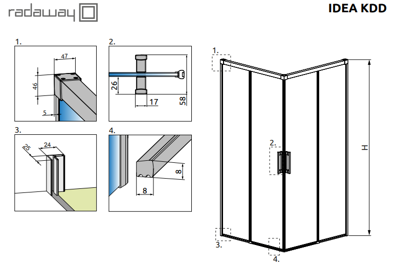 Душова кабіна RADAWAY Idea KDD 100Lx100R 387062-01-01L+387062-01-01R 387062-01-01L+387062-01-01R фото