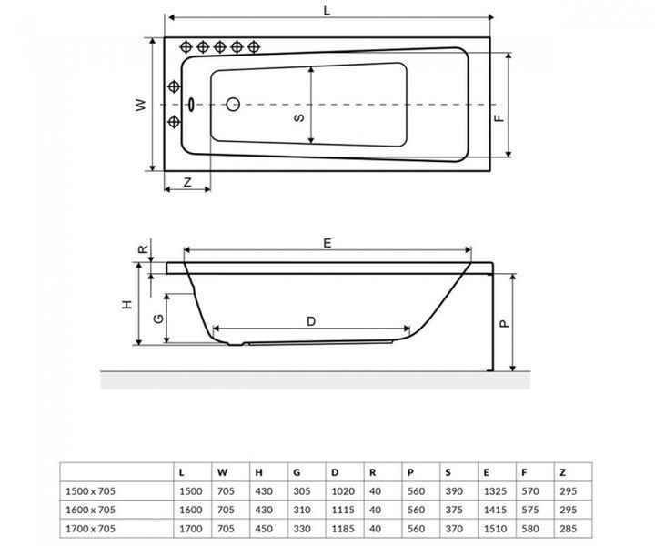 Excellent Ванна акриловая 1600х705 AVA без ножек