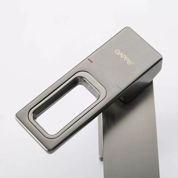 Смеситель для умывальника GAPPO G1017-9, оружейная сталь.