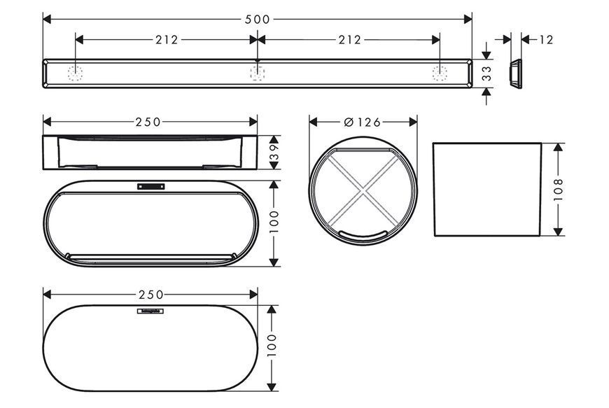 Hansgrohe WallStoris Комплект Аксесуарів 4в1 Matt Black (27968670)