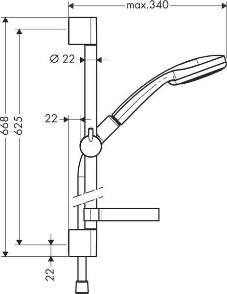 Hansgrohe Душовий набірCroma 100 Mono 65 см Chrome (27717000)
