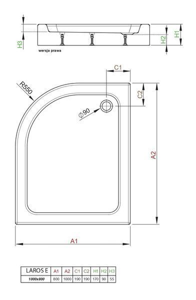 RADAWAY Laros E Compact Душевой поддон SLE81017-01R