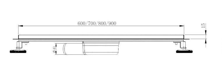 VOLLE MASTER LINEA Flecha Душовий канал 500мм, з тонкою решіткою, черный мат