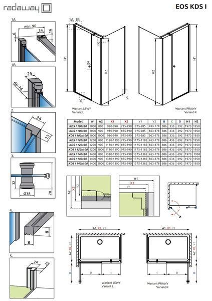 RADAWAY Душова кабіна Eos KDS I 100x100x197 137552-01-01L