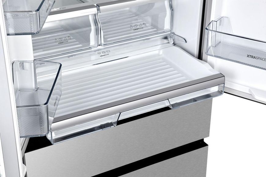 Холодильник SBS Gorenje&nbsp;NRM8181UX, франц.дверцята, 182x80x71см, 2 дв., Х- 299л, М- 122л, A+, NF, Інвертор, Дисплей, Сірий