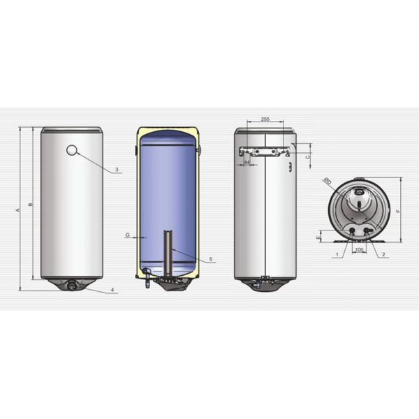 Водонагрівач Eldom Style DRY 80 2x1.0 kW 72265WD 2535 фото