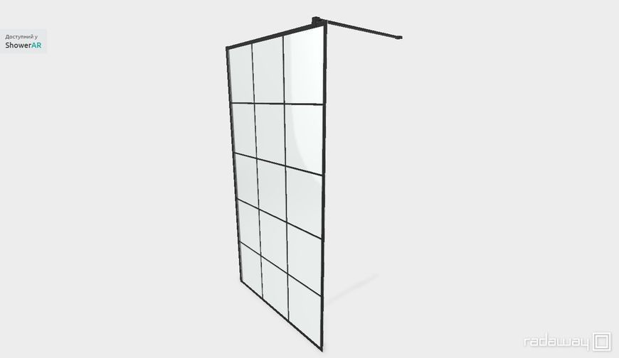 RADAWAY Душова перегородка Nes Black Walk-in II Factory 80 см. скло прозоре 10013080-54-55