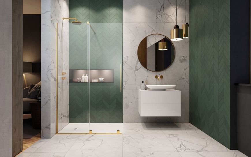 RADAWAY Душова перегородка Furo Gold Walk-in 130 см. ліва 10106688-09-01L+10110644-01-01