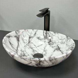 Умивальник (раковина) VBI PARMA STATUARIO BLACK VEINS GLOSSY накладний