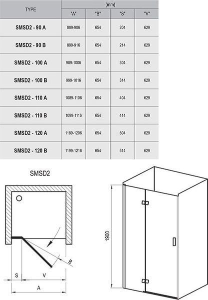 Душові двері Ravak SmartLine 100 см SMSD2-100 A-L хром+transparent