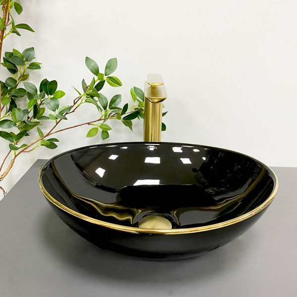 Умивальник (раковина) VBI PARMA BLACK GOLD EDGE накладний