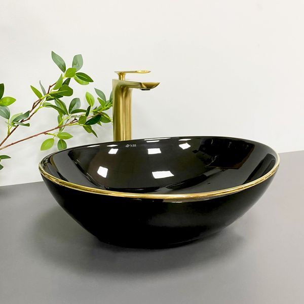 Умивальник (раковина) VBI PARMA BLACK GOLD EDGE накладний