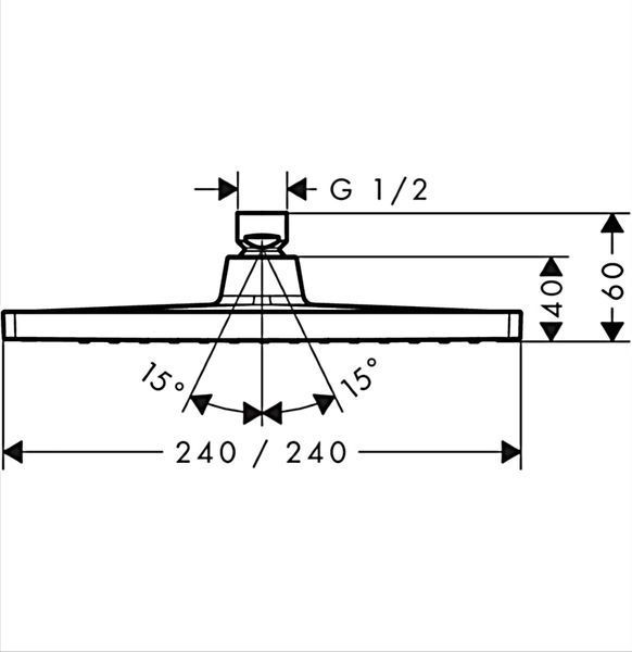 Hansgrohe Верхній душ Crometta E 240 1jet, EcoSmart, 9л/хв, білий/хром (26727000)