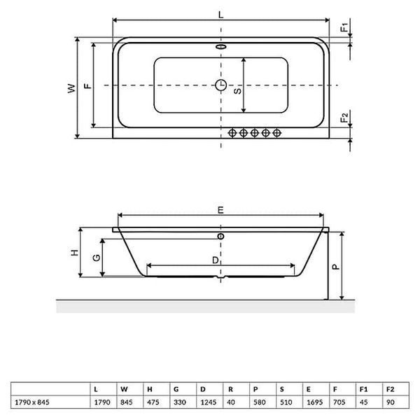 Excellent Ванна акрилова 180х85 Oceana Arana з панеллю WAEX.ARA18WH-SET без ніжок
