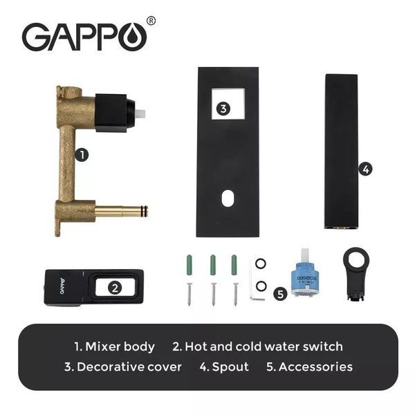 Смеситель для умывальника GAPPO G1017-16, черный