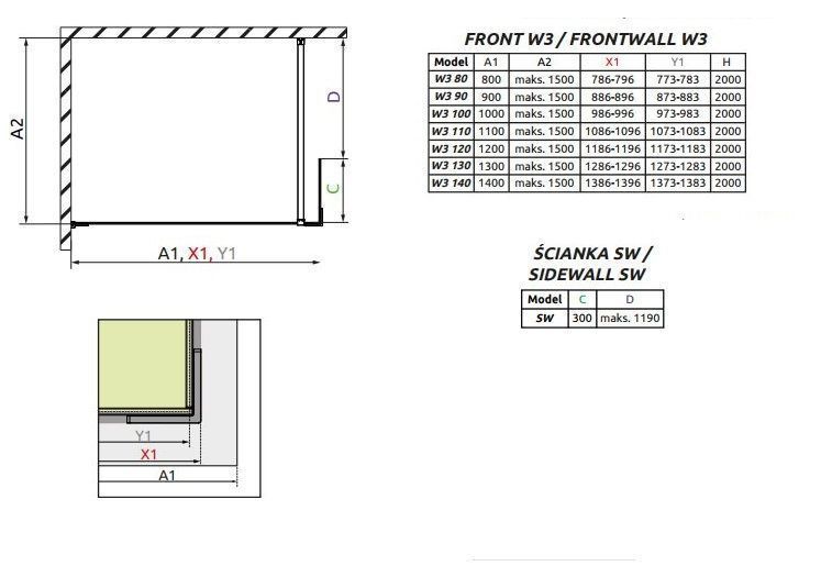 RADAWAY Душевая перегородка Euphoria Walk-in II 120 см. 383134-01-01+383160-01-01