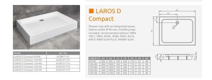 RADAWAY Душовий піддон Laros D 100 x 90 SLD91017-01