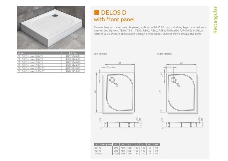 RADAWAY Душовий піддон Laros D 100 x 90 SLD91017-01