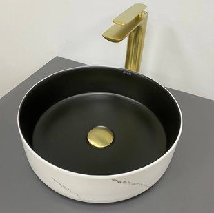 Умивальник (раковина) VBI PRATO WHITE BLACK MARBLE MATT накладний