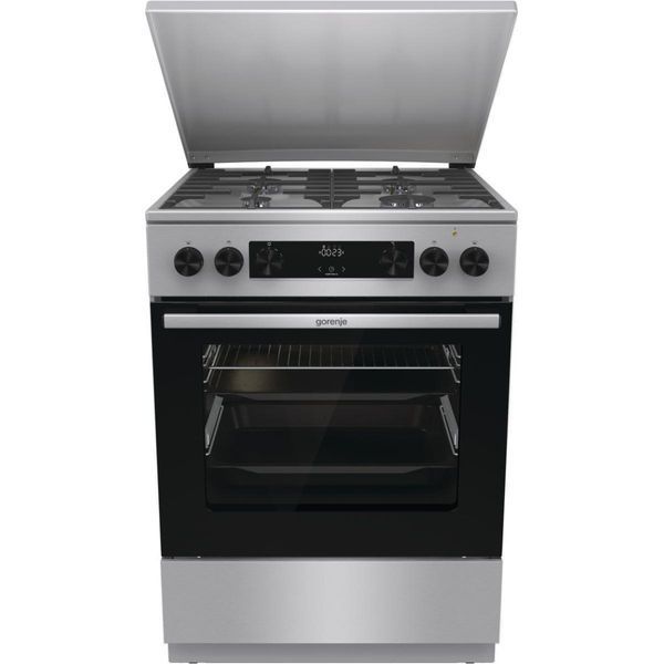 Gorenje Плита комбінована, 71л, 60x60см, дисплей, чавун,з кришкою, програматор IconLed,нерж