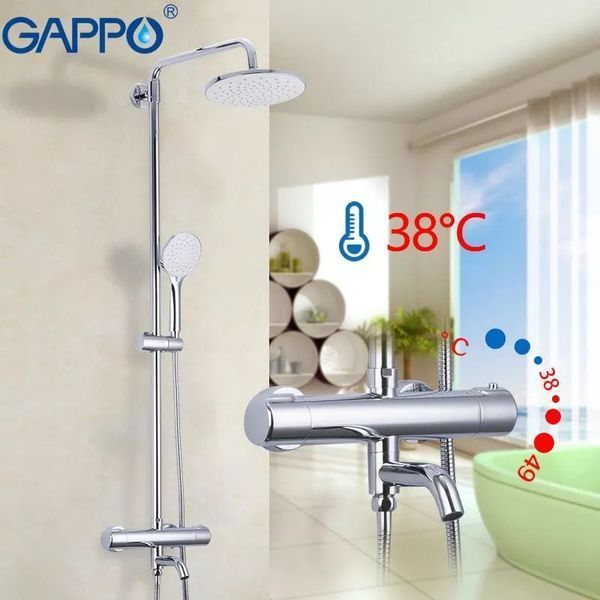 Душевая система с термостатом GAPPO G2490, излив - переключатель на лейку, хром