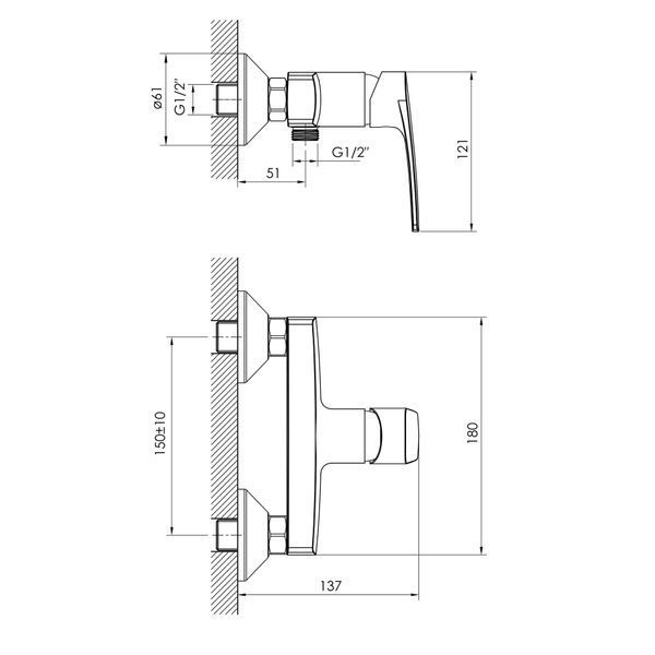 KAMPA змішувач для душа, хром, 35 мм