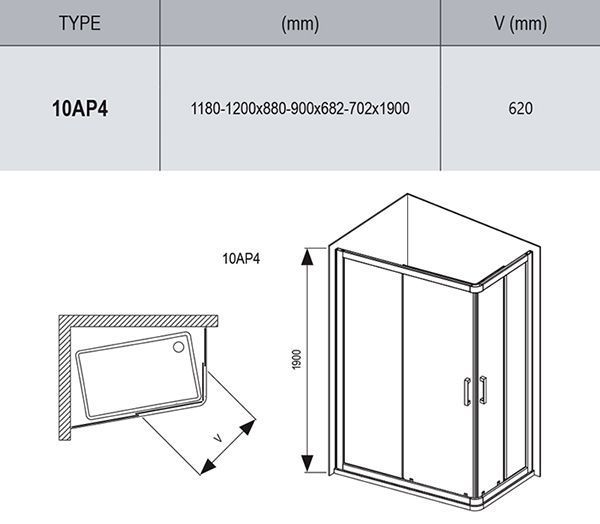 Душовий куточок Ravak 10&deg; 120х90 см 10AP4-120/90 білий+transparent