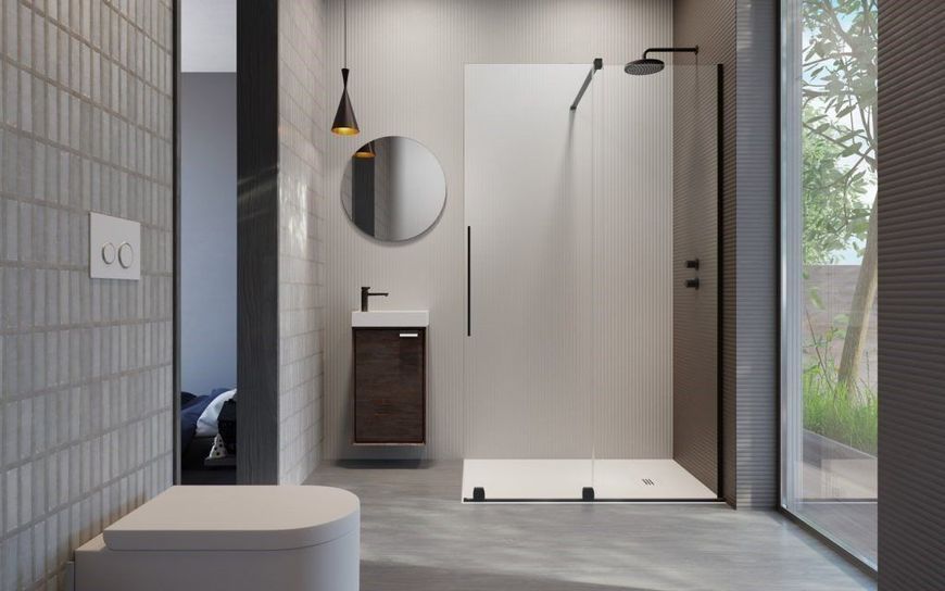 RADAWAY Душевая перегородка Furo Black Walk-in 140 см. права 10106738-54-01R+10110694-01-01