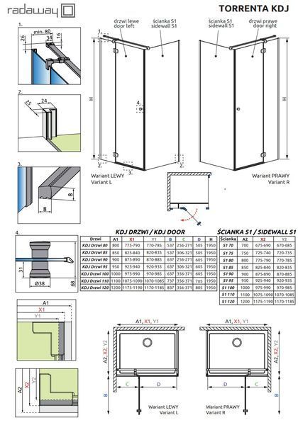 RADAWAY Душова кабіна Torrenta KDJ 80x80x195 132212-01-01L