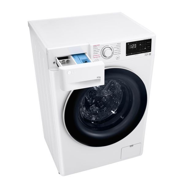 Пральна машина LG фронтальна, 8.5кг, 1200, A+++, 48см, дисплей, пара, інвертор, білий