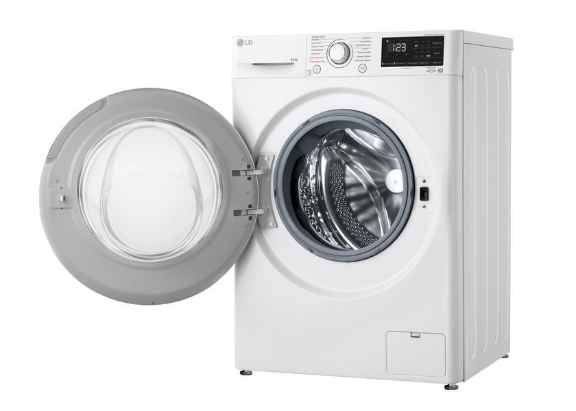Пральна машина LG фронтальна, 8.5кг, 1200, A+++, 48см, дисплей, пара, інвертор, білий