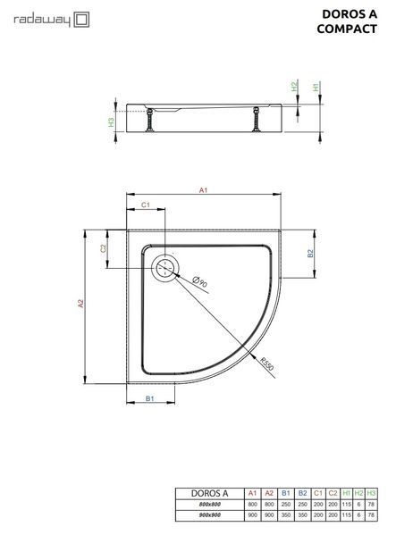 RADAWAY Душовий піддон Doros A 80x80 SDRA8080-01