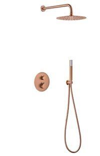 IMEX MONZA BRUSHED ROSE GOLD Набір для душу з термостатом, PVD матове рожеве золото