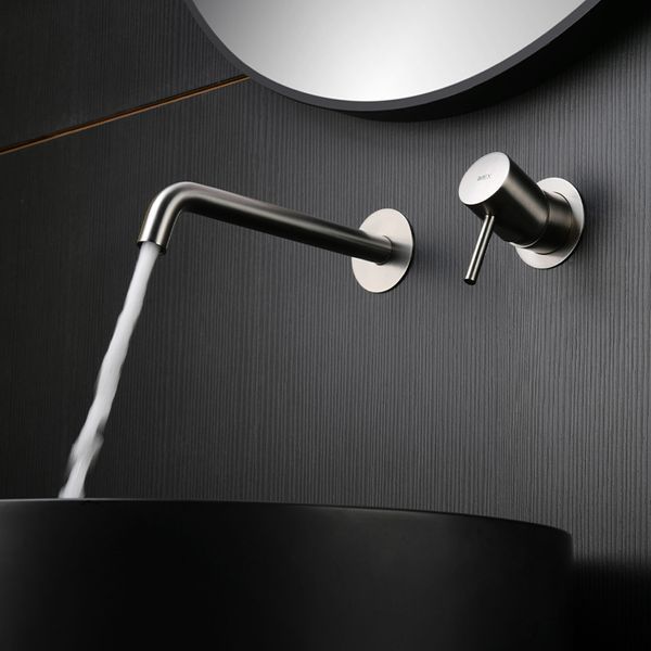 IMEX MONZA BRUSHED NICKEL Змішувач для умивальника зі стіни, нікель матовий