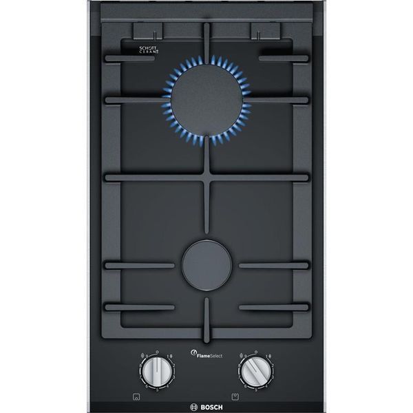 Варильна поверхня Bosch газова на склі, 30см, Доміно, чавун, чорний
