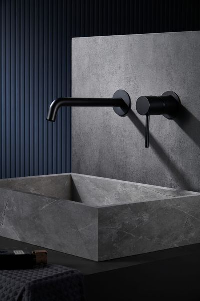 IMEX MONZA MATT BLACK Змішувач для умивальника зі стіни, чорний матовий