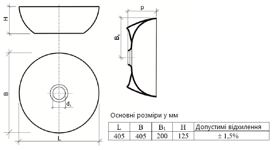 Умивальник керамічний RAVAK UNI 400 B Slim чорний