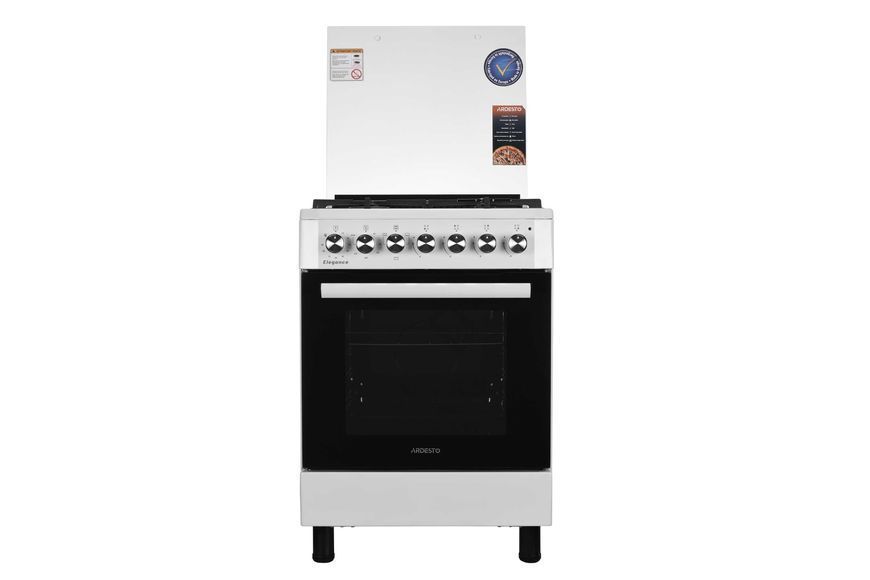 Плита ARDESTO комбі Elegance, 72л, 60x60см, чавун, підсвічування, форсунки LPG (підключення газового балона), знімні направляючі, білий