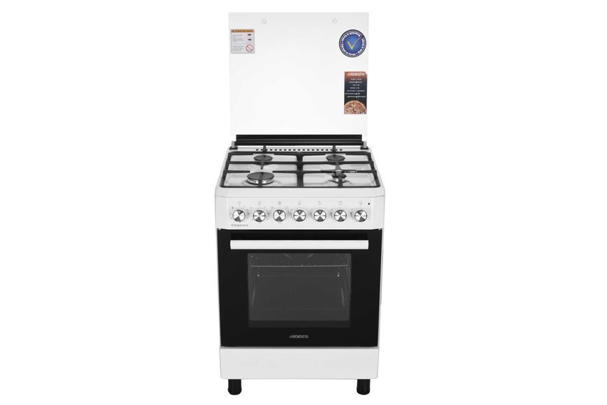 Плита ARDESTO комбі Elegance, 72л, 60x60см, чавун, підсвічування, форсунки LPG (підключення газового балона), знімні направляючі, білий