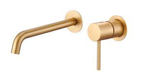 IMEX MONZA BRUSHED GOLD Змішувач для умивальника зі стіни, PVD матове золото