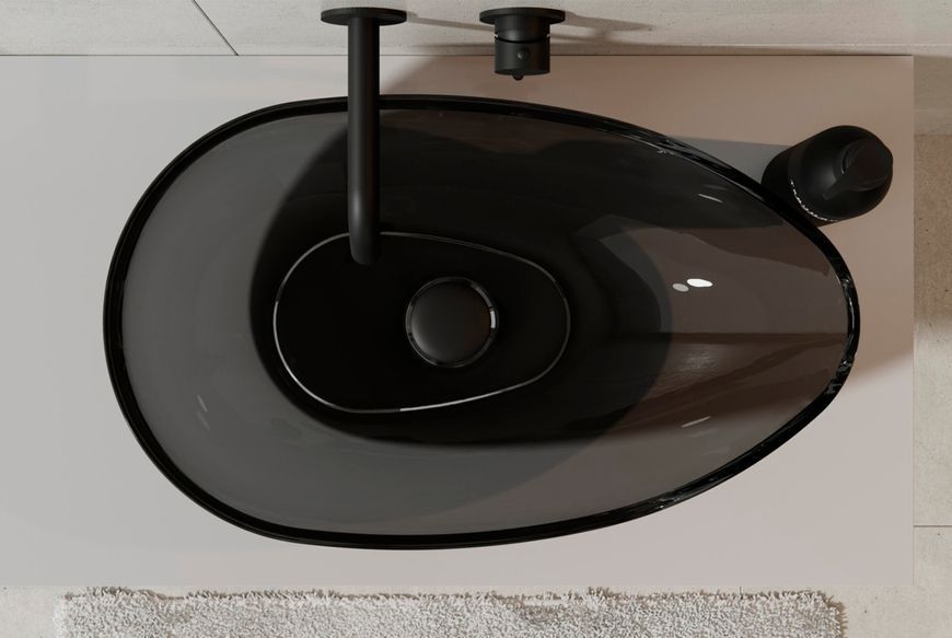 Умивальник на стільницю NEYA, Carbon Grey 60х35 клік-клак чорний мат