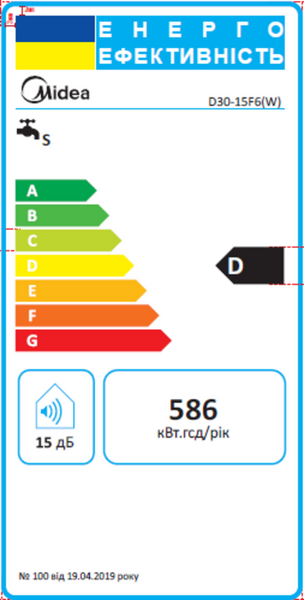 Водонагрівач MIDEA D30-15F6(W) 3202 фото