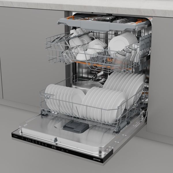 Посудомийна машина Gorenje вбудовувана, 16компл., A++, 60см, AquaStop, автоматичне відчинення, сенсорн.упр, 3и кошики, білий