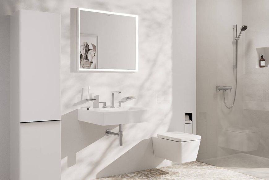 Hansgrohe XtraStoris Rock Вбудований тримач для туалетного паперу з йоржиком, дверцятами під облицювання плиткою, Matt White 56062700