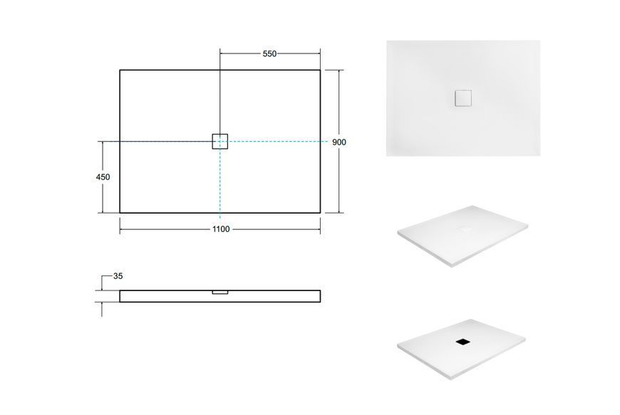 Піддон прямокутний NOX UltraSlim 110x90x3.5 + сифон