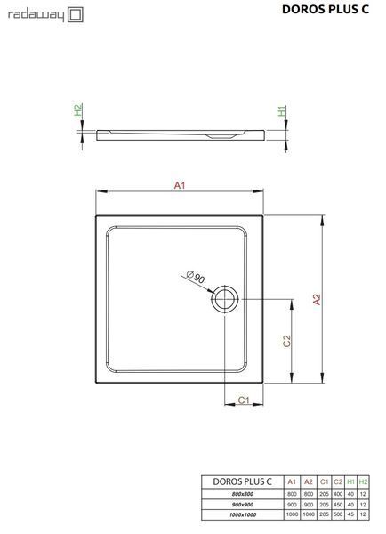 RADAWAY Душовий піддон Doros Plus C 100 SDRPC1010-01