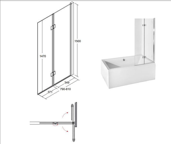 Шторка для ванни BESCO Prestigio 80x150